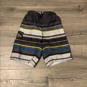 striped swim shorts